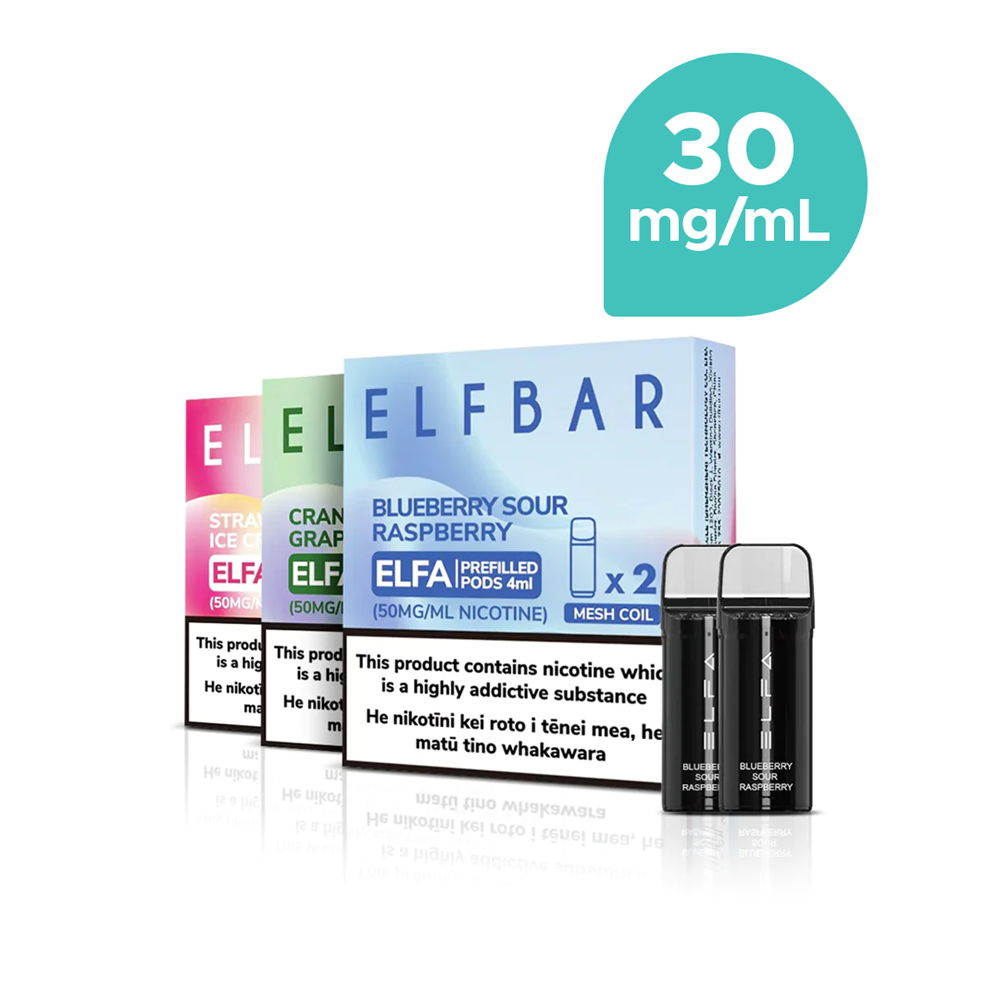 ELFBAR ELFA プレフィルドポッド 1500 パフ メッシュコイル 30mg/mL (2 パック)