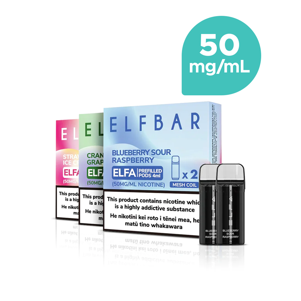 ELFBAR ELFA プレフィルドポッド 1500 パフ メッシュコイル 50mg/mL (2 パック)